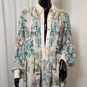 Maeve Multi color sheer dress 14 Anthropologie